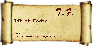 Tóth Fodor névjegykártya